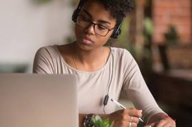 Student at her laptop studying