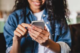 Women looking at her mobile phone