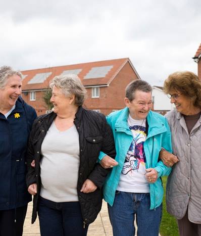 Elderly ladies walking together and laughing - customer photo shoot - October 2017